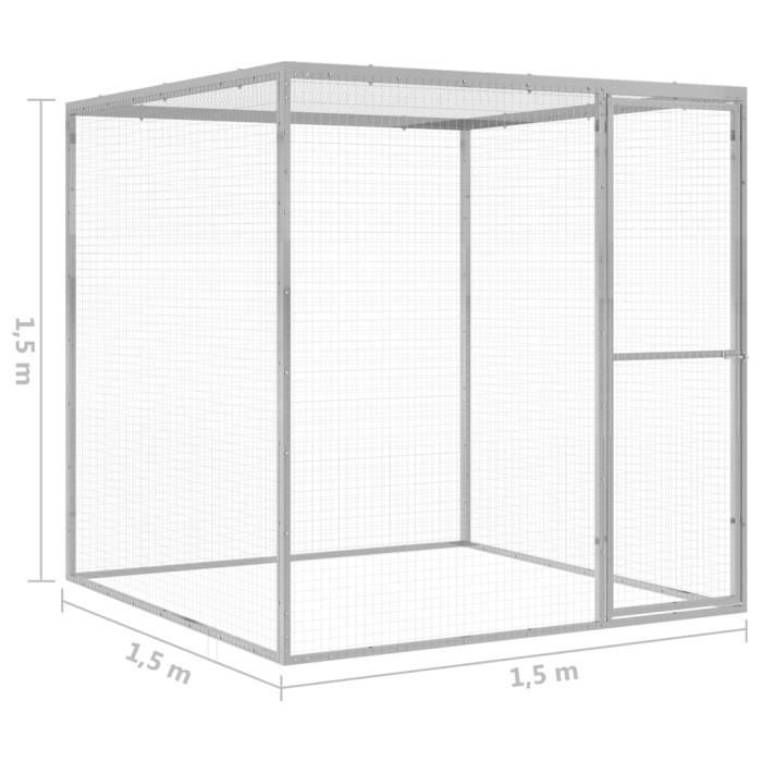 Comparer les prix de Cage pour chat - Mothinessto - LY1029 - Acier galvanisé - 1,5x1,5x1,5 m - Porte verrouillable