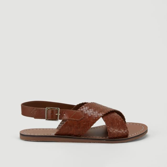 sandales cuir tresse