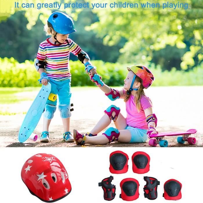 7PCS - SET Ensemble d'équipement de protection pour enfants pour patinage à  roulettes, scooters, planches à roulettes, cyclisme