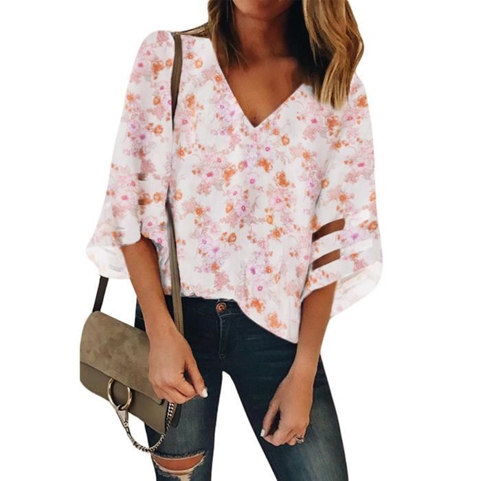 KJEHOME Blouse Femme Haut Élégant Tunique Chic Top Fluide Chemise Mode