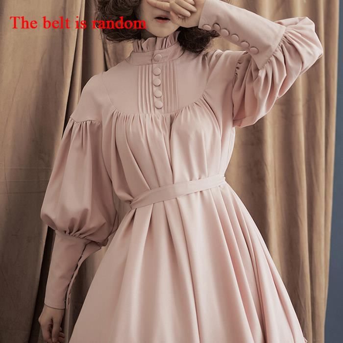 Esdlajks Lolita Gothique Robe Japonaise Pour Filles Kawaii Sailor Collier Fille Fille Fille Blanc Rose Fleur Robe Vintage Cosplay Lolita Femmes Beach Sundress (Color : Pink, Size : S