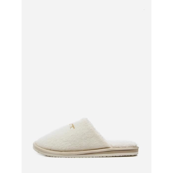 Women's slippers White Cdiscount Chaussures