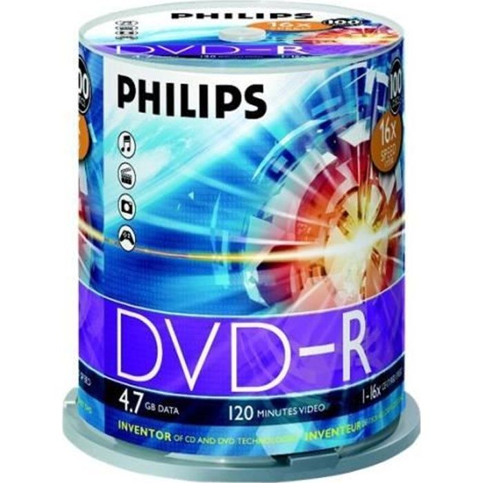 Philips DM4S6B00F 100 x DVD R 4.7 Go 120 minutes 16x spindle - vue 4