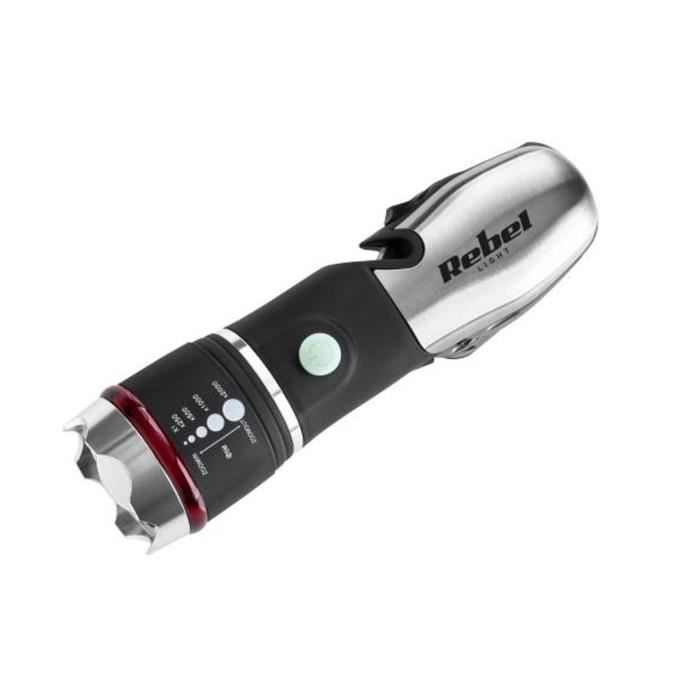 Lampe de poche - Multifonction - 3W - 3 modes déclairage - Aluminium + ABS - Autonomie 5h