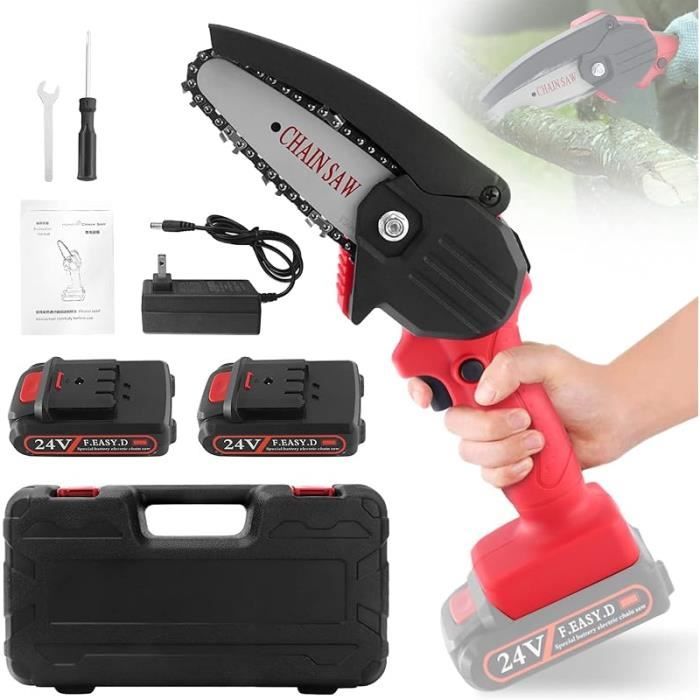 Mini Tronçonneuse Sans Fil 6 Pouces – Puissante, Légère Et Facile à Utiliser à Une Main Avec 2 Batteries