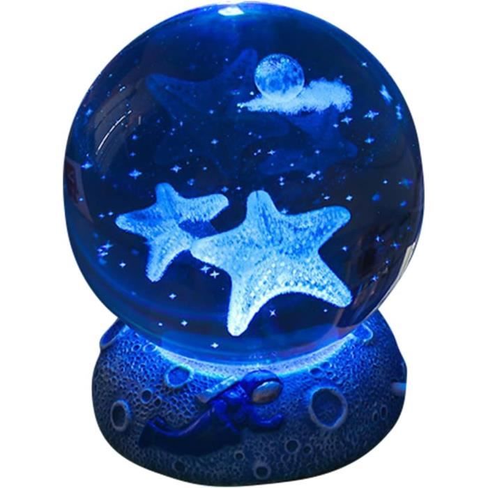 Veilleuse Boule De Cristal Avec Marguerite Réelle - Base En Bois USB, Lumière Chaude, Décoration Et Cadeau
