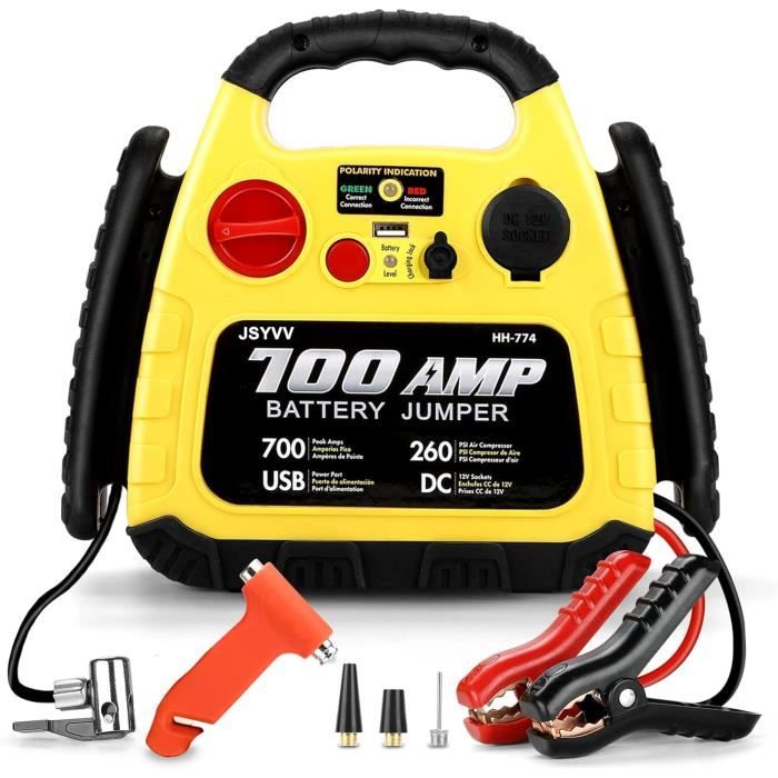 Démarreur Batterie Voiture 1500A Avec Compresseur Air 150PSI - Booster 12V Jusqu'à 7L Essence