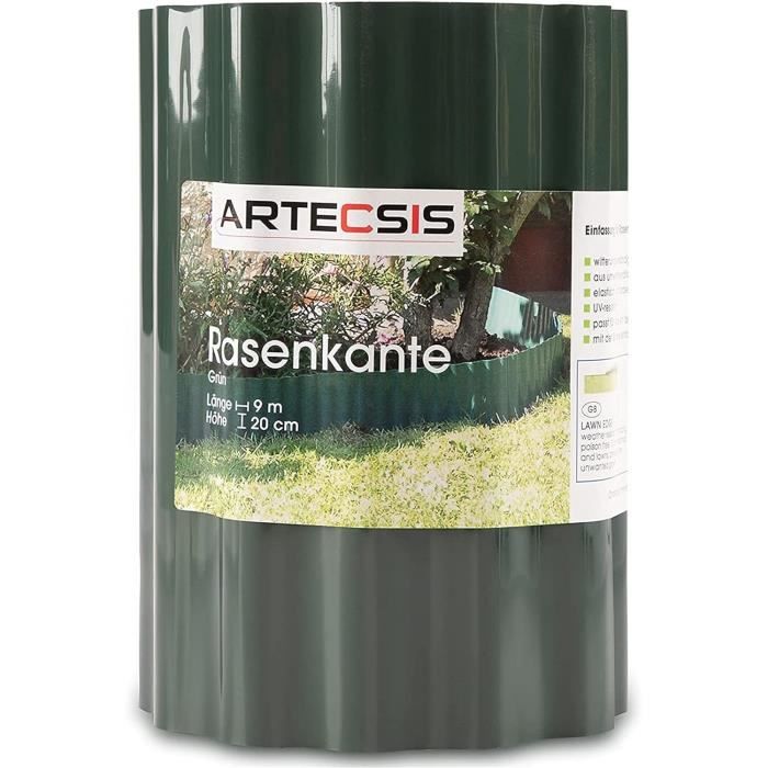 Bordure Jardin Flexible 27 M (3 X 9 M) – Hauteur 15 Cm, Verte, Plastique Robuste Anti-UV Pour Pelouse & Massifs