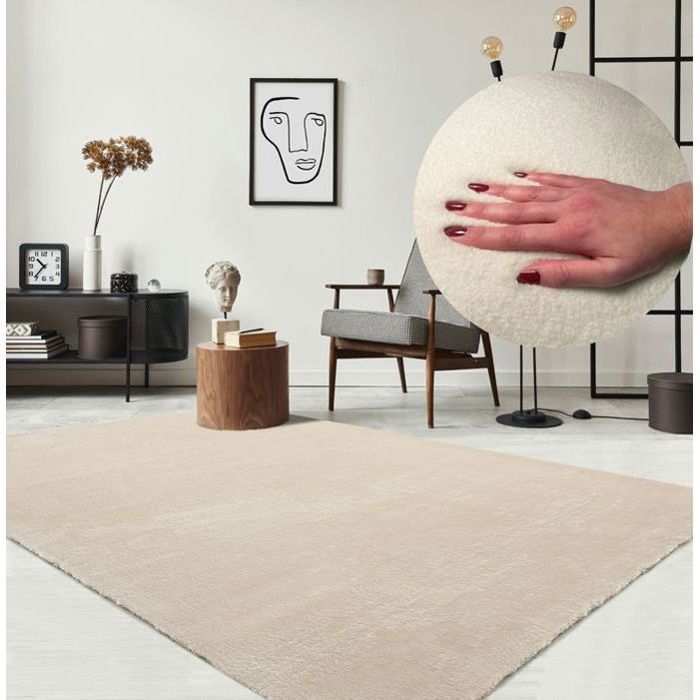 Tapis Moelleux THE CARPET Relax Antid rapant Lavable Beige tapis-moelleux-the-carpet-relax-antid-rapant-lavable-beige