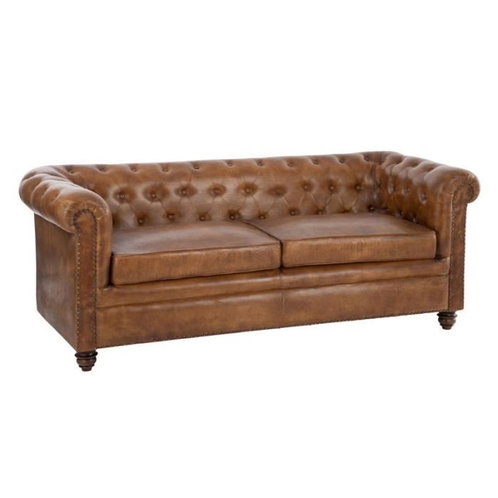Canape Chesterfield Cuir Cognac Fieldman Achat Vente Canape