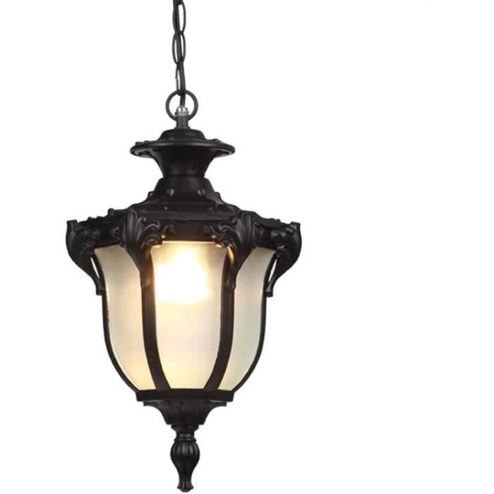 vintage industrie e27 pendentif lampe noir étanche ip44 pendentif éclairage extérieure en fonte d'aluminium hauteur réglable [h1134]