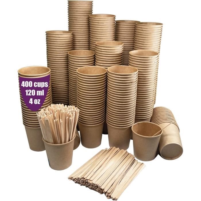 Lot De 50-100 Gobelets Jetables En Carton Pour Eau, Jus, Café Ou Thé