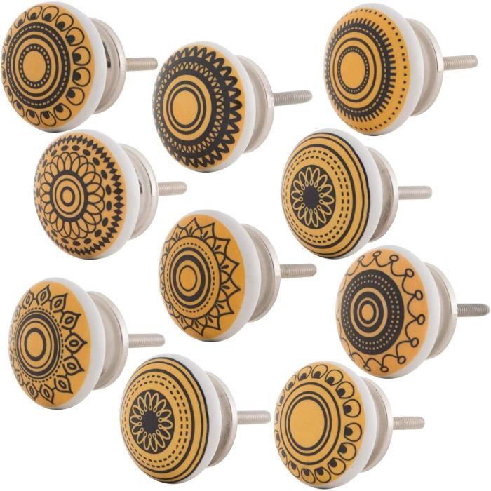 Lot de 10 boutons et poignées d'armoire noirs à trou unique pour portes