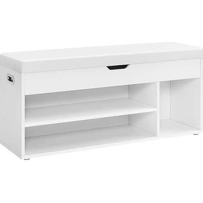 Banc à Chaussures - VASAGLE - Rembourré - Blanc - 8 Paires - 100 x 30 x 44 cm