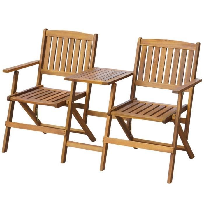 vidaXL Banc de jardin pliant et table à thé 140cm Bois dacacia solide 42654
