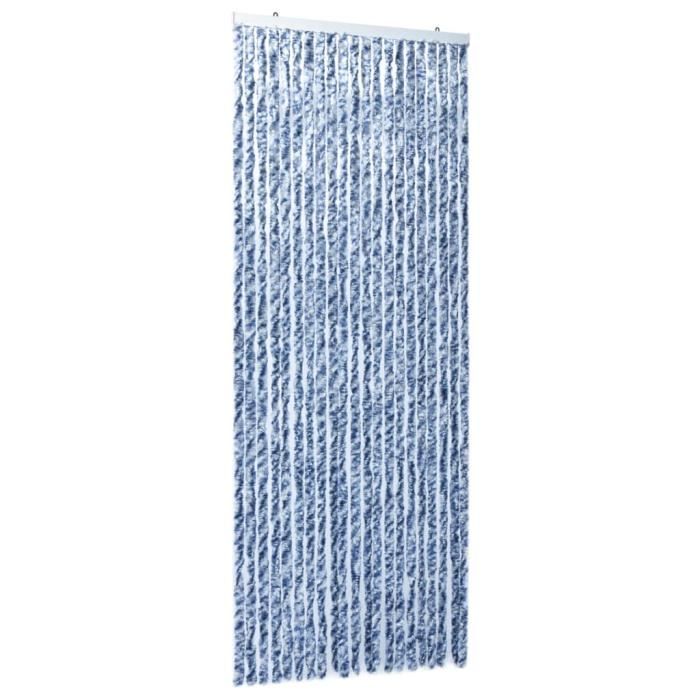 vidaXL Moustiquaire Bleu blanc et argente 90x220 cm Chenille