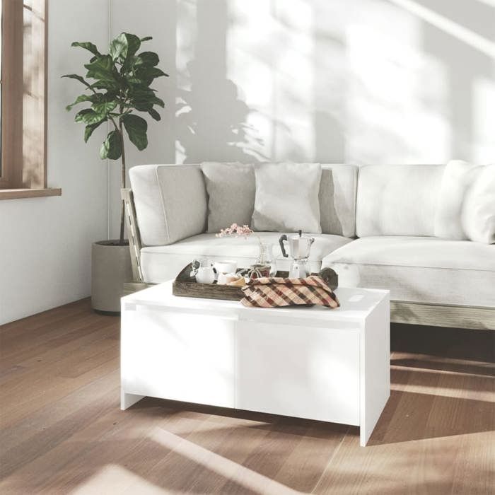 vidaXL Table basse blanc 90x50x415 cm bois dingénierie 809818
