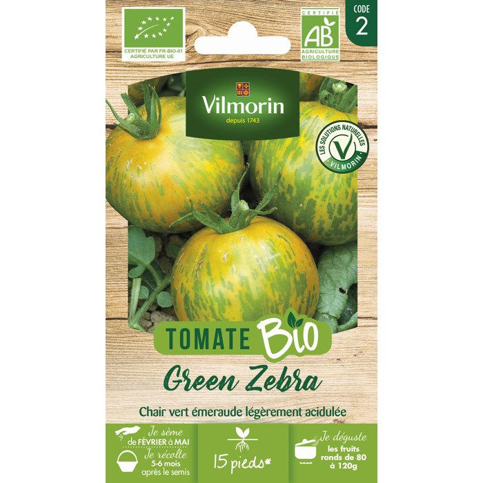 Meilleurs prix pour Graines de Tomate Green Zebra Bio Vilmorin - Variété de mi-saison dense et juteuse