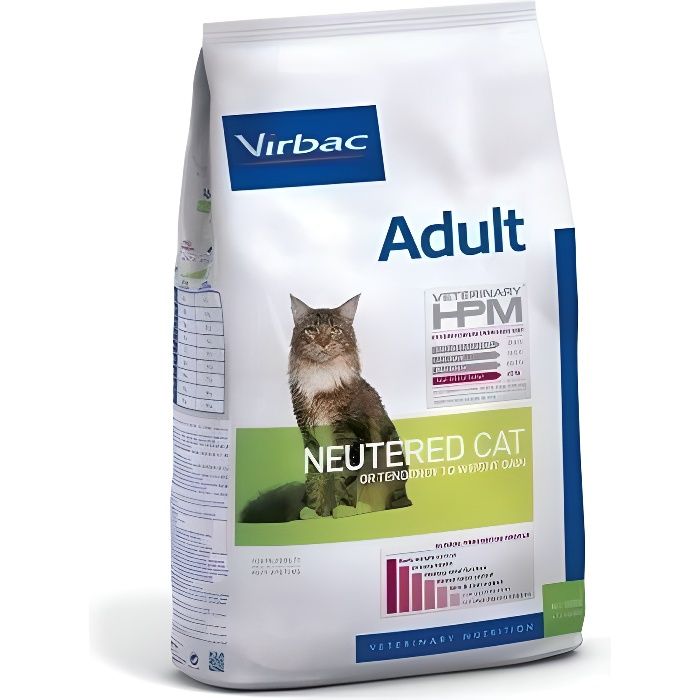 virbac veterinary hpm neutered chat adulte (+12mois) croquettes 1,5kg