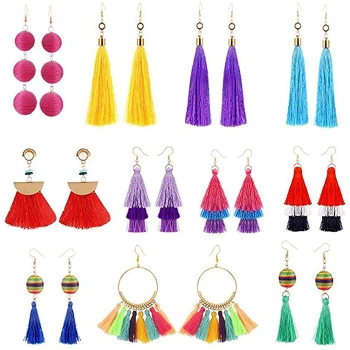 Boucles D'oreilles Longues Pendantes Perles De Verre Noires - Hippie & Bohème By Petits Hauts