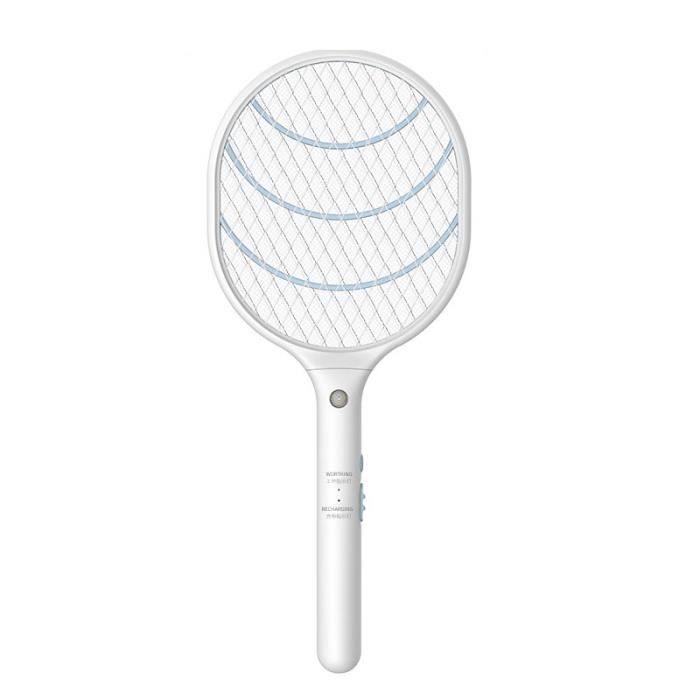 Raquette Anti-moustiques Électrique YESCUSTOM Tapette à Moustique Tueur Ovale Rechargeable 3000V avec Éclairage LED