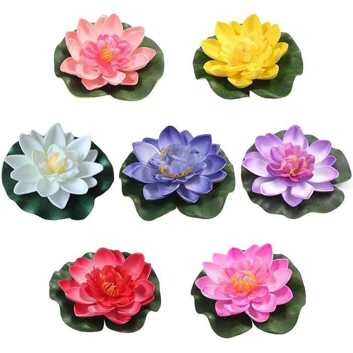 Comparer les prix de Décoration de bassins - 7 Pcs nénuphars artificiels flottants - Couleurs vives et réalistes