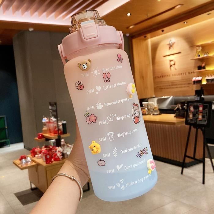 Pack De 5 Gourdes Tritan 800 Ml - Couleur Marron Avec Bouchon Rose