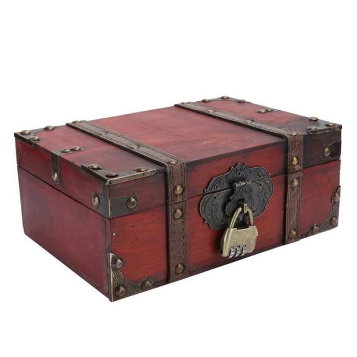 Coffre au trésor, valise vintage en bois portable antique boîtes décoratives pour la décoration de la maison, accessoires de photographie, boîte de décoration artisanale, ornement Coffre au trésor, valise vintage en bois portable antique boîtes décoratives pour la décoration de la maison, accessoires de photographie, boîte de décoration artisanale, ornement