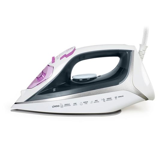 Fer à Repasser Vapeur Swan 2600W - Semelle Céramique - Anti-goutte - Blanc