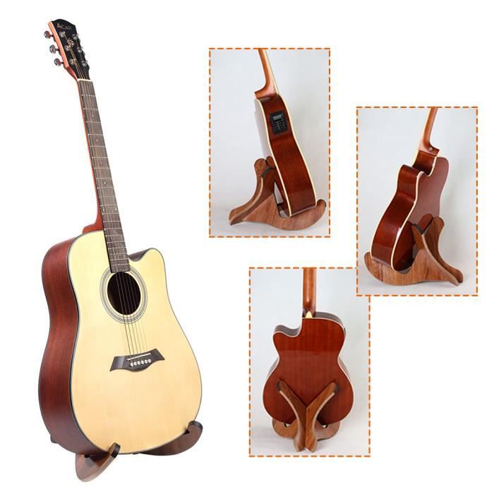 Support de guitare Bois épaissi Universel, eidoct En Bois X-frame Support  d'instrument robuste avec des bords en cuir souple pour guitares basses  classiques acoustiques