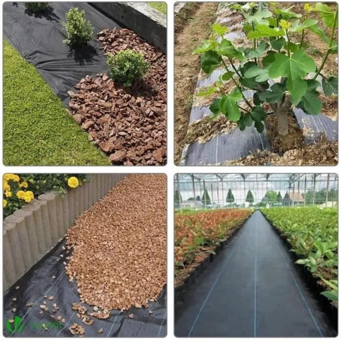 2M X 10M Toiles De Paillage, Toile Anti Mauvaises Herbes Jardin, Bache