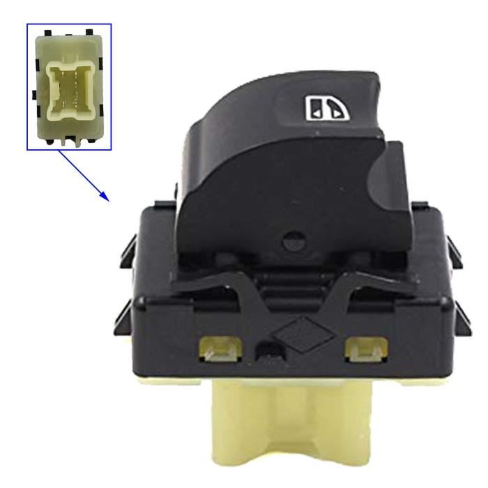 Interrupteur Lève-vitre électrique Avant Droit - Compatible Renault Clio 3, Espace 4, Scénic 2, 6 Pins, Noir