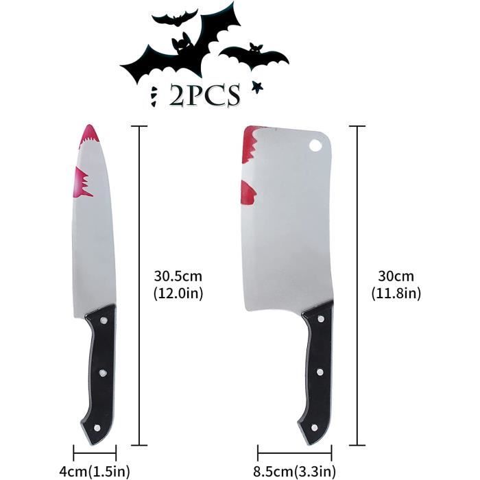 AJW-2 pièces Halloween Grand Couteau Sanglant Faux Couteau