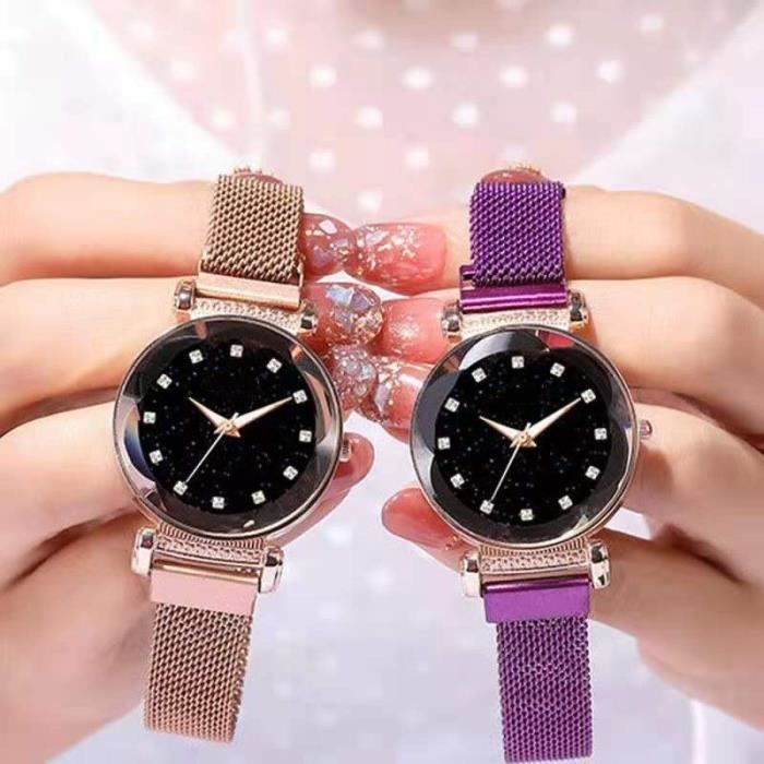 Montres,Montre bracelet avec nœud en étoile et fleur pour femmes,étanche,de  qualité supérieure,cadran rond,horloge - Type Purple , - Achat/vente montre  Femme Adulte Tissu - Cdiscount