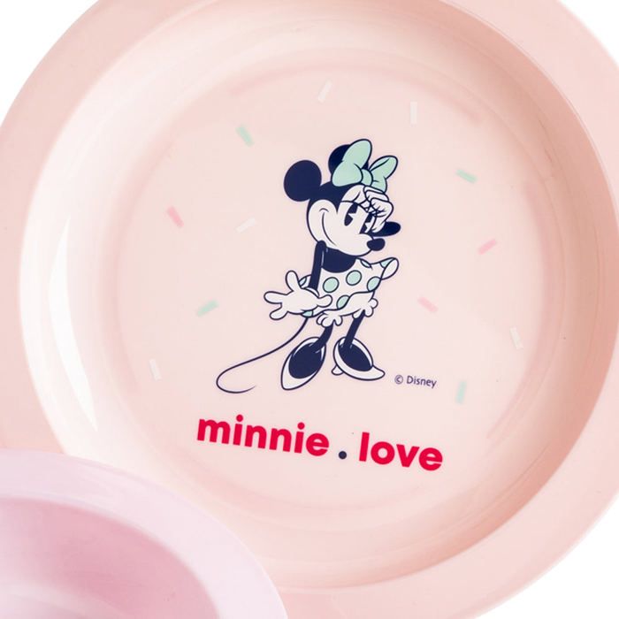 Assiette Bébé Minnie Et Mickey - Set 3 Pièces Avec Fourchette Et Cuillère Sans BPA Pour Enfants 1 à 3 Ans