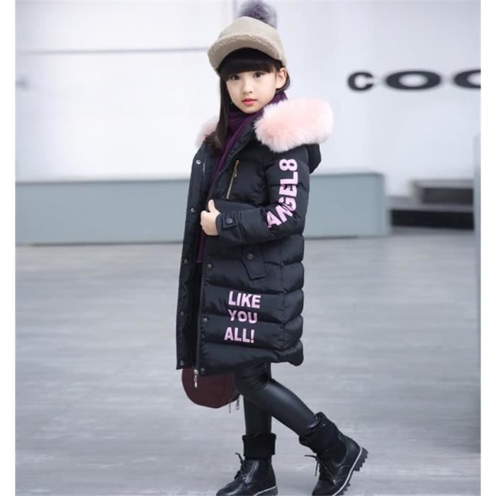 Doudoune Fille avec Capuche Enfant Longue Manteau Fausse Fourrure Chaude et  Épaisse Hiver 4-14 Âges Noir Noir - Cdiscount Prêt-à-Porter