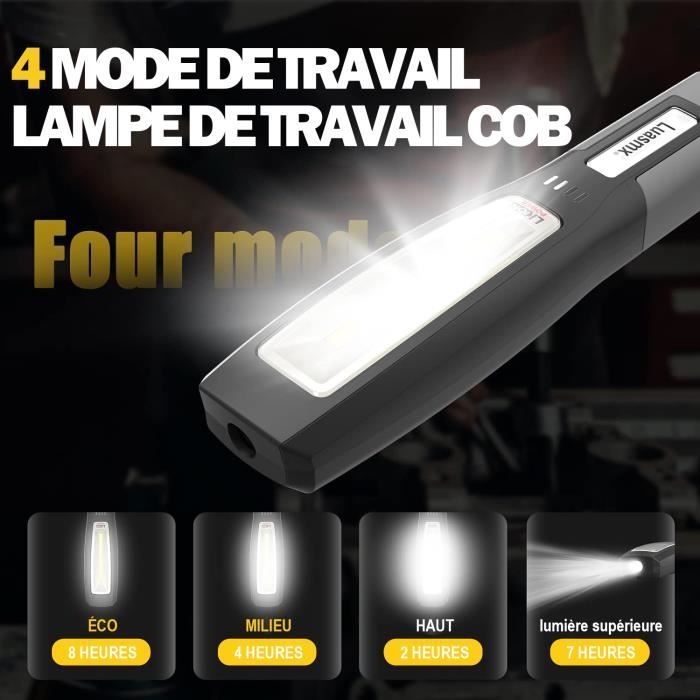 RCA - Mini Lampe de Poche COB Rechargeable, Mousqueton, Rechargeable
