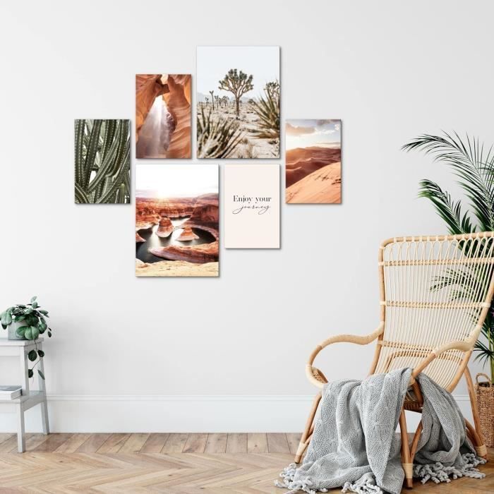 Deco Cadre Décoration Salon mer plage vague Moderne Impression sur Toile 160x85cm Image Tableau Decoration Murale Chambre Triptyque 5 parties Art Wall