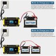 Chargeur de Batterie Intelligent 12V/24V 8A, 3 Étapes de Chargeur Batterie Mainteneur et Automatique Réparation Fonction pour Voitur-2