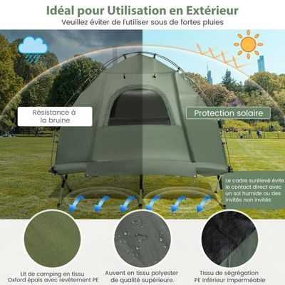 Lit Camping Pliable Imperméable Tente De Camping Surélevée COSTWAY