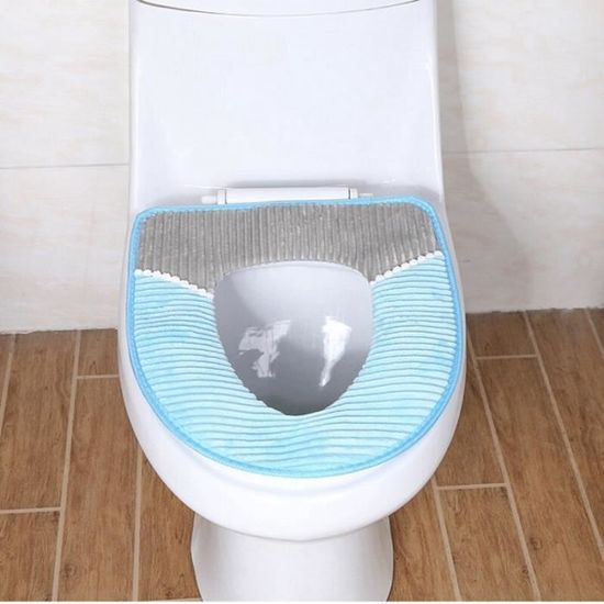 Abattant Wc,Chaud doux siège de toilette tapis épais en peluche couleur bloc  haute élasticité couvercle de toilette - Type Bleu - Cdiscount Bricolage