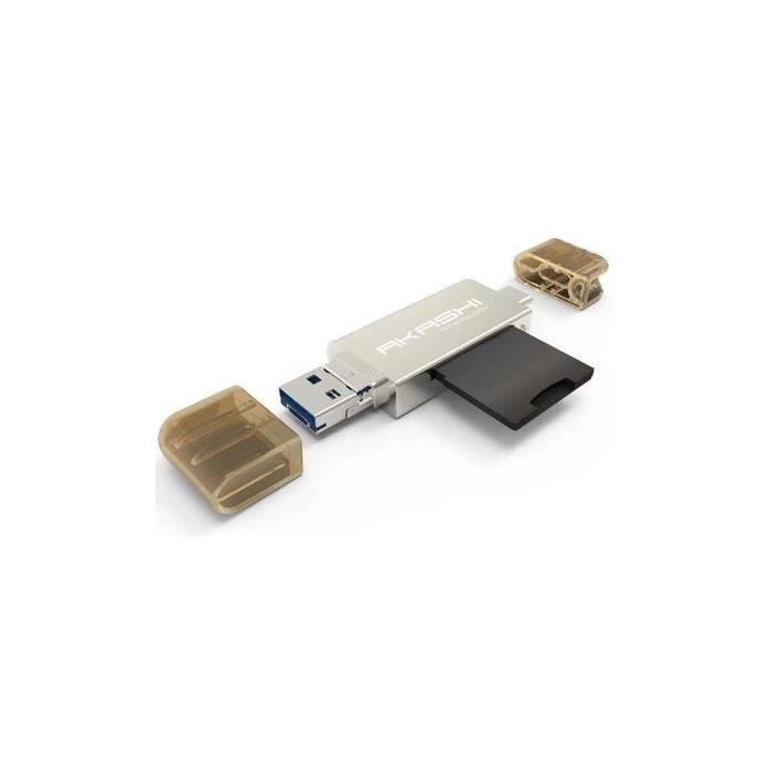 AKASHI Lecteur De Carte - Sd / Micro Sd 3 En 1 - Carte mémoire SD - Achat &  prix