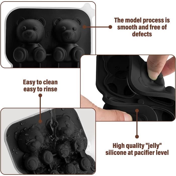 Bac à glaçons avec couvercle, 3 paquets 18 cubes, moules en silicone grand  glaçon, flexible empilable et Eas