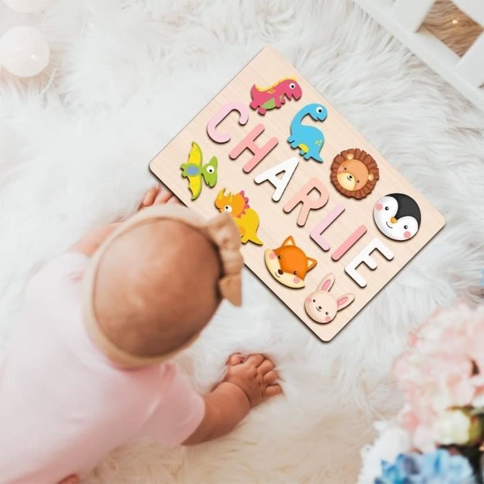 Puzzle Bébé 1 An - Prénom Personnalisé en Bois & Thème Nature Puzzle Bébé 1 An - Prénom Personnalisé en Bois & Thème Nature