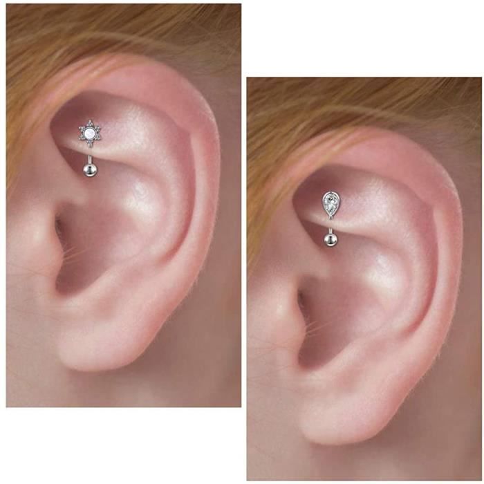 Piercing Sourcils/rook/nombril En Acier Chirurgical 316L - Lot De 8 Pièces - Courbé Banane 16G, Tige 8 Mm