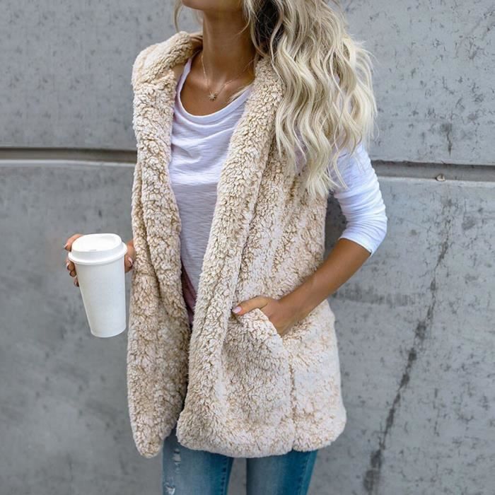 Gilet Femme Mode Femmes Manteau Sweat a Capuche Chaud Hiver Blanc Col Capuche Blanc Cdiscount Pret a Porter