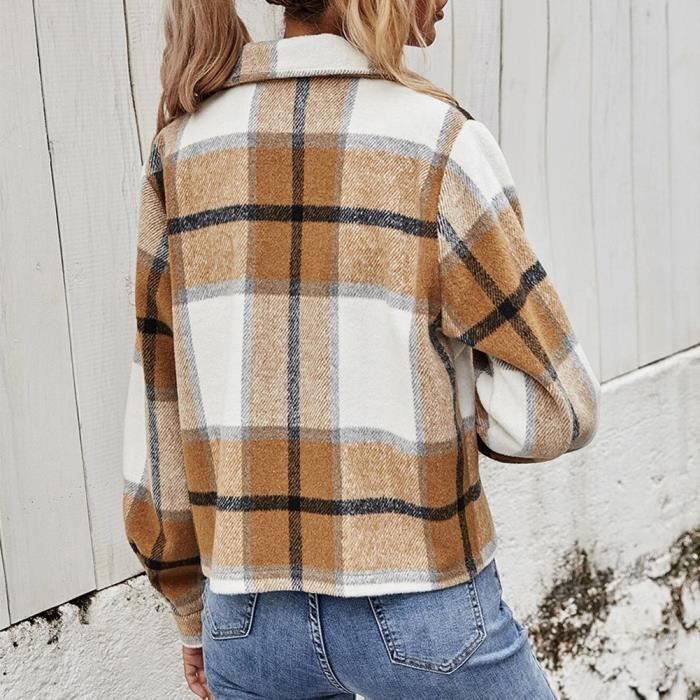 Veste courte carreaux femme sales