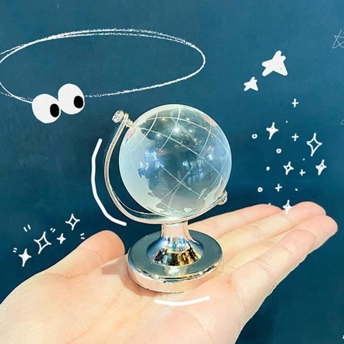 Boule De Cristal De Globe Du Monde 3D, Mini Globe En Verre Clair