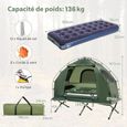 COSTWAY Tente de Camping 1 Places 5 en 1-Matelas,Oreiller Gonflables-Auvent Tissu Polyester Etanche-Sac-Tiges en Fibre de Verre-3