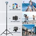 Trépied Smartphone JEEMAK pour Appareil Photo Portable Perche a Selfie 25-160cm Aluminium avec Télécommande Bluetooth-3